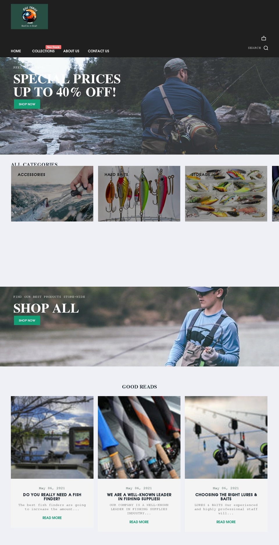 gillthrillfishing.com shopify website screenshot