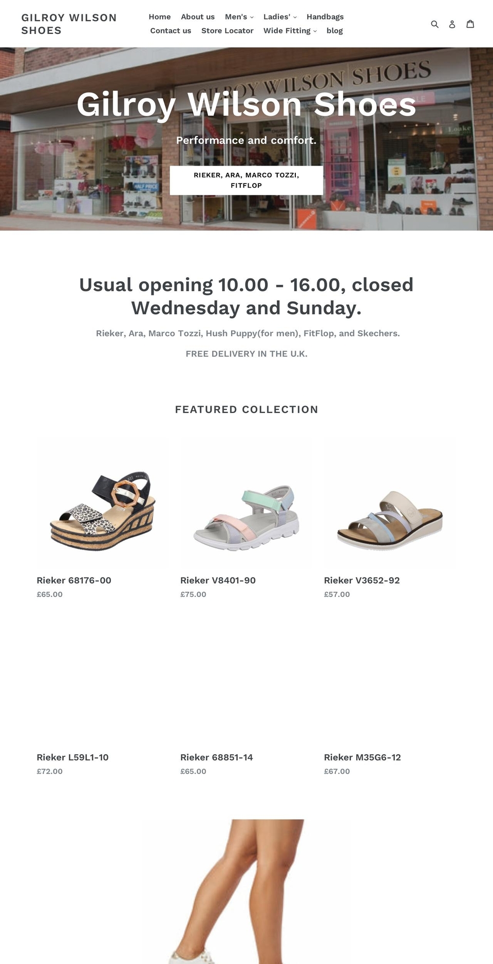 gilroywilsonshoes.co.uk shopify website screenshot