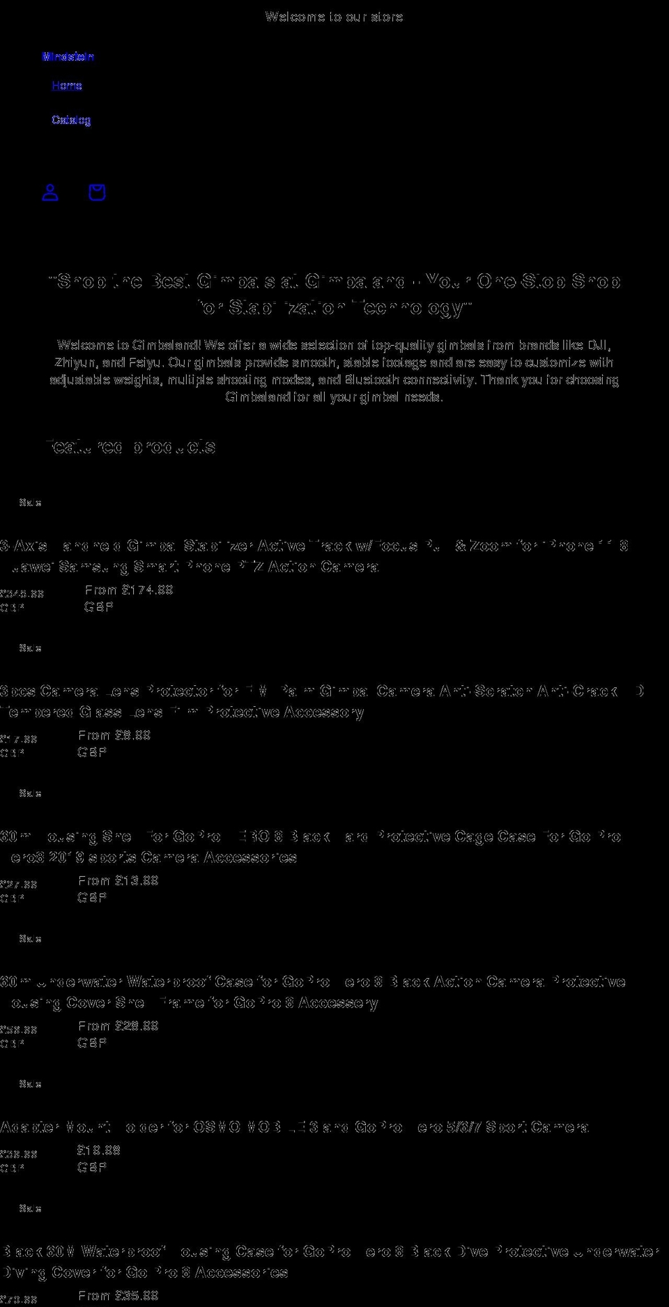 gimbaland.com shopify website screenshot