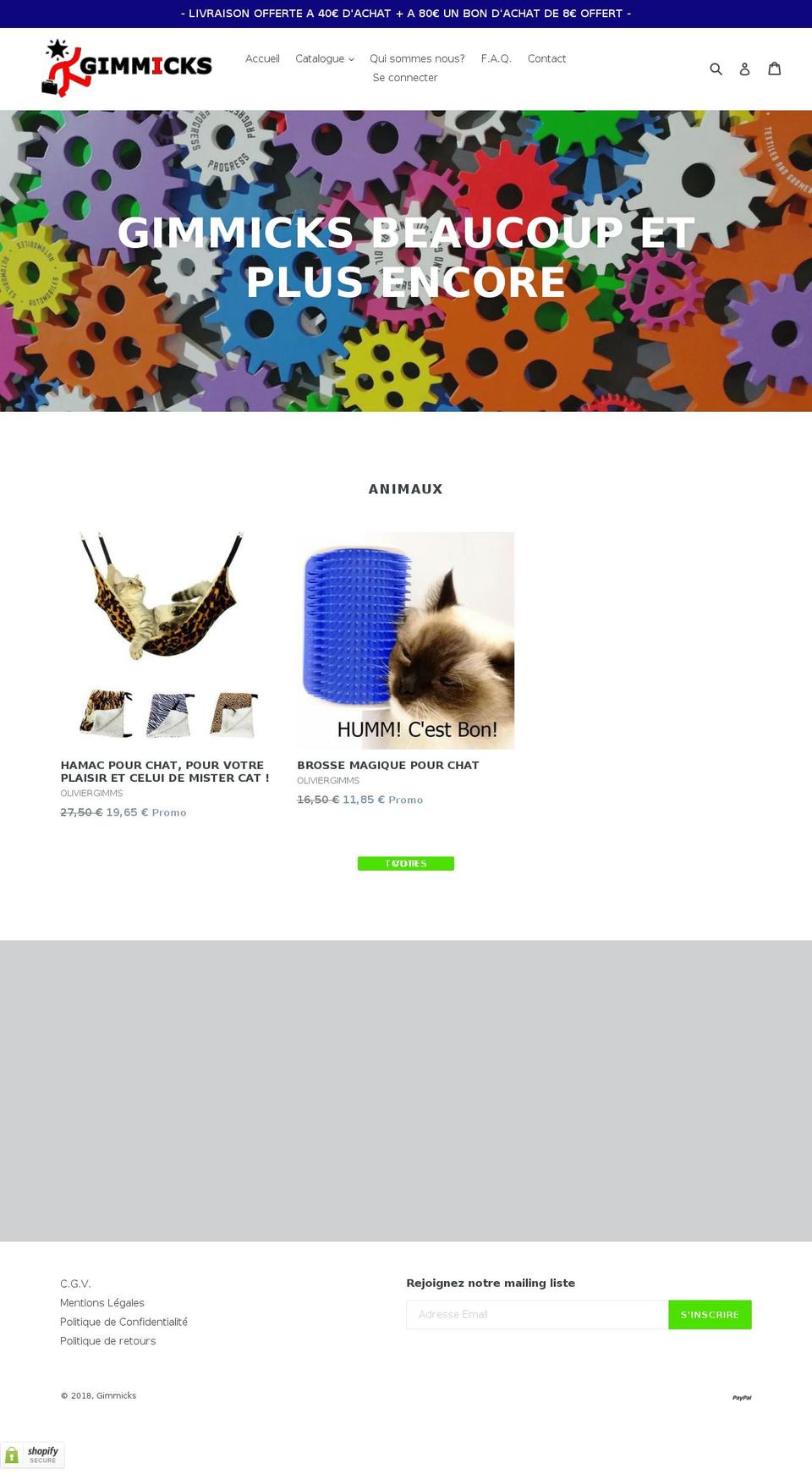 gimmicks.store shopify website screenshot