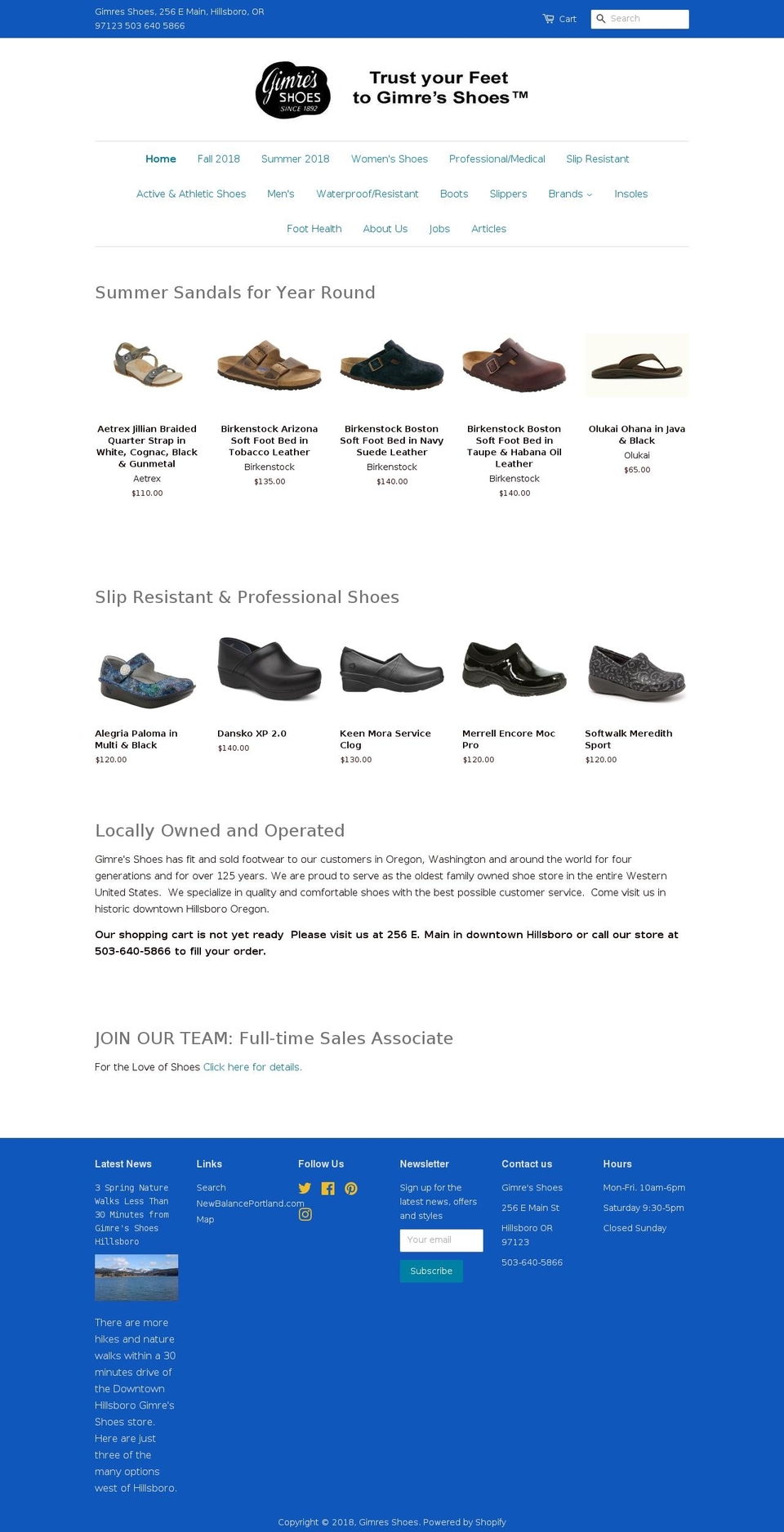 gimresshoeshillsboro.com — Shopify storefront screenshot