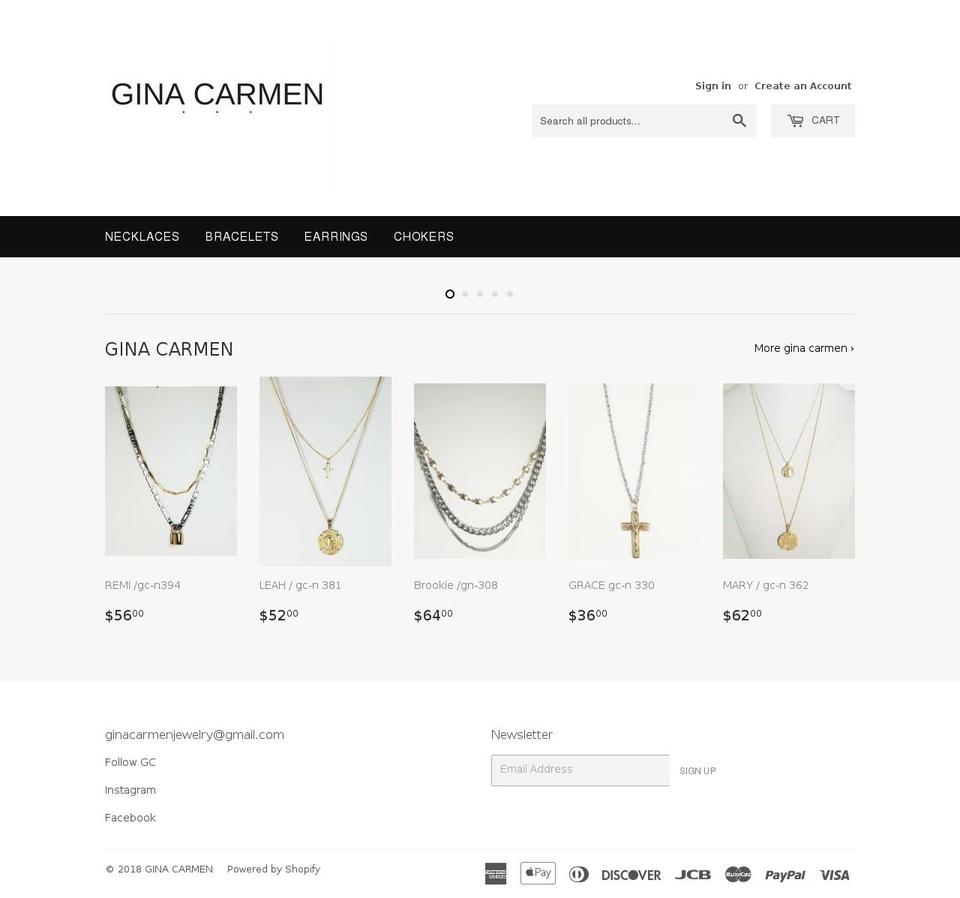 ginacarmen.com — Shopify storefront screenshot