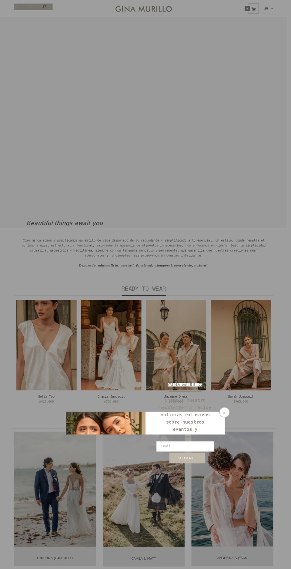 ginamurillo.co shopify website screenshot