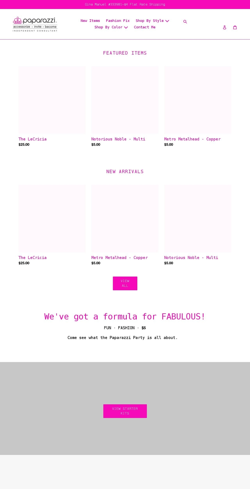 ginasgemgallery.com shopify website screenshot