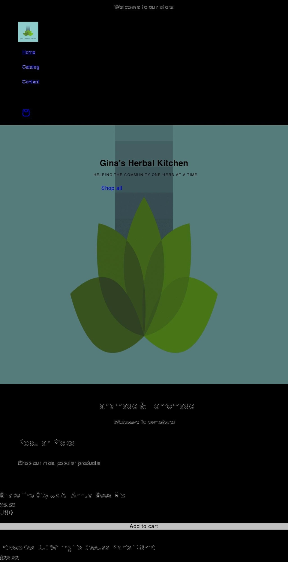 ginasherbalkitchen.com shopify website screenshot