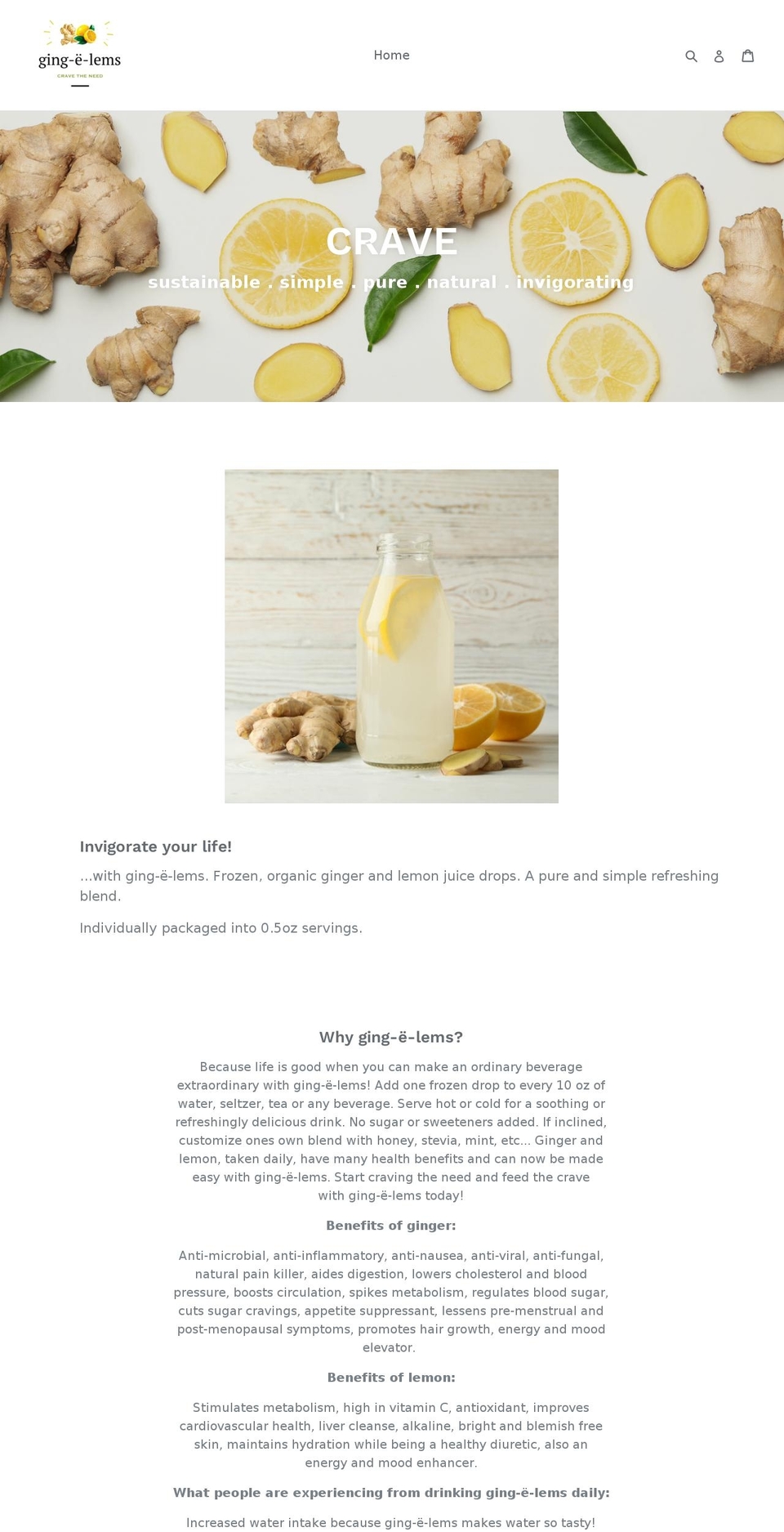 ging-e-lems.com shopify website screenshot