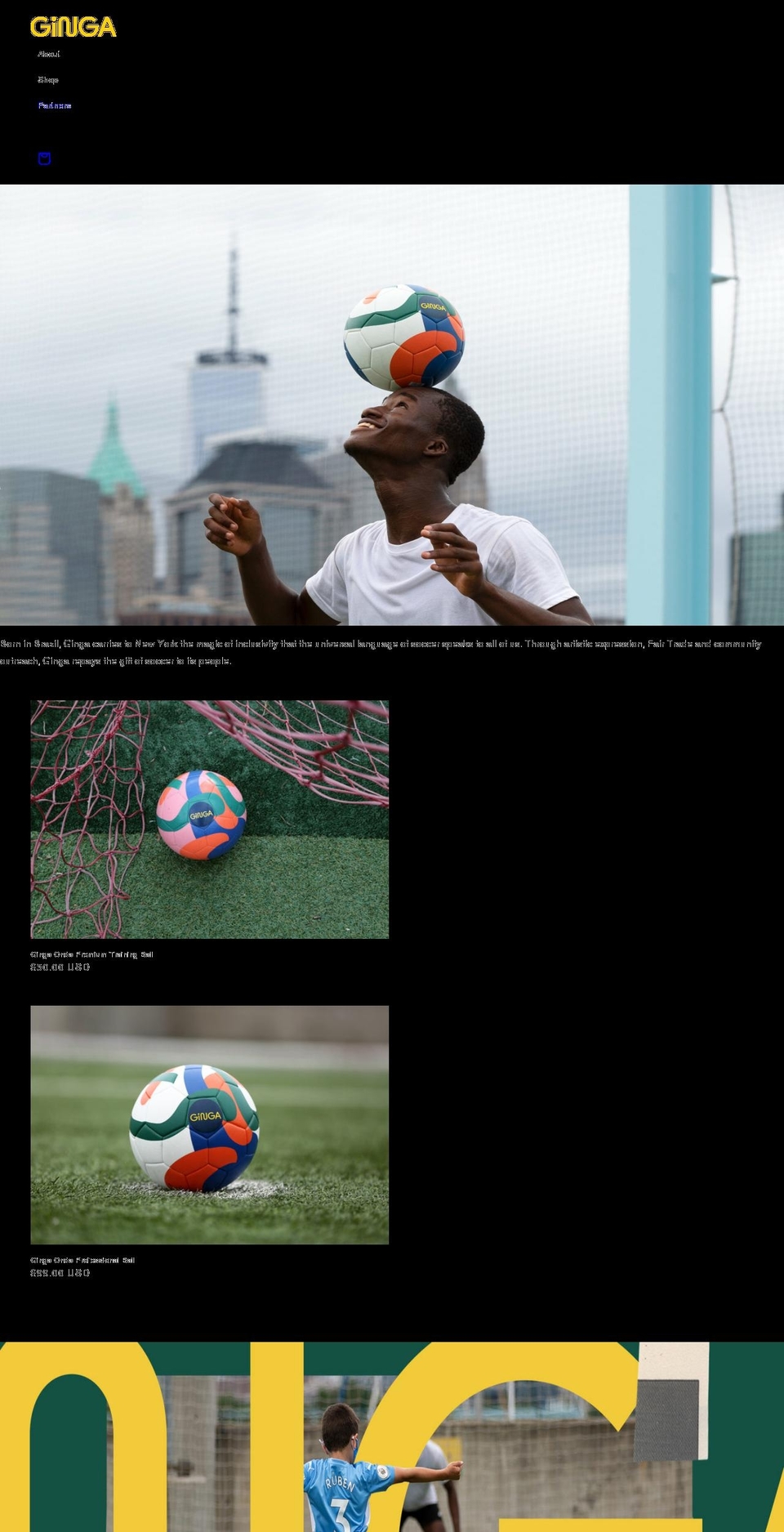 gingaathletics.com shopify website screenshot