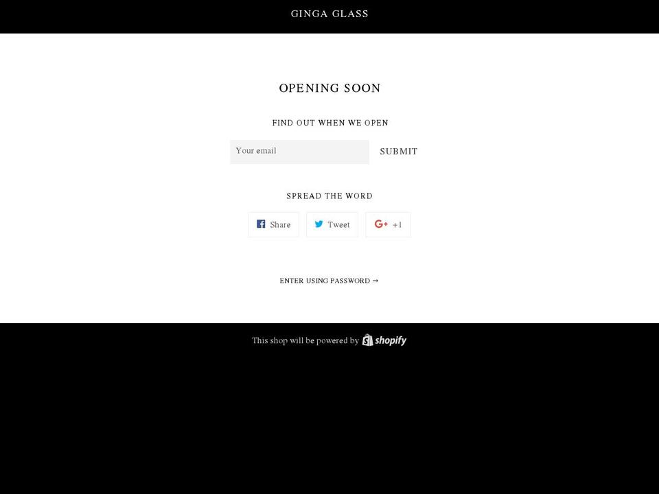 gingaglass.com shopify website screenshot