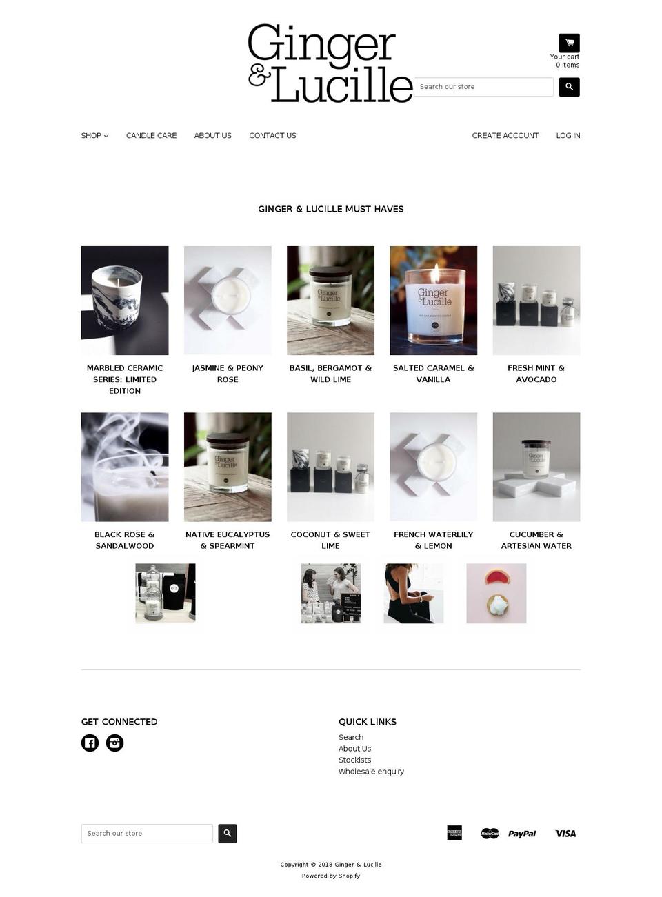 gingerandlucille.com.au shopify website screenshot