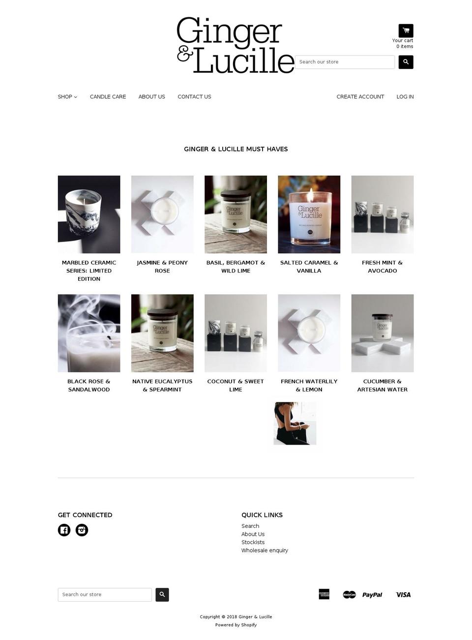 gingerandlucille.com — Shopify storefront screenshot