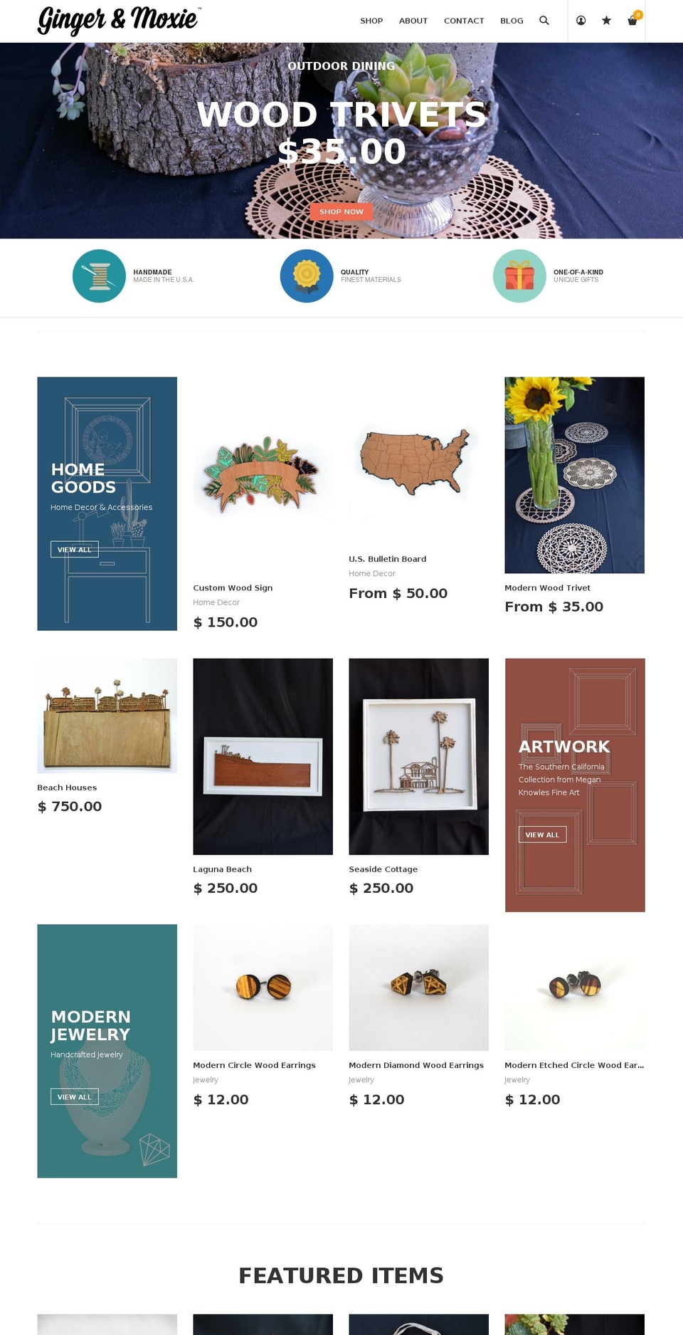 gingerandmoxy.com shopify website screenshot