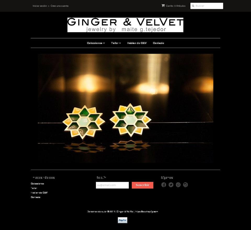 gingerandvelvet.com shopify website screenshot