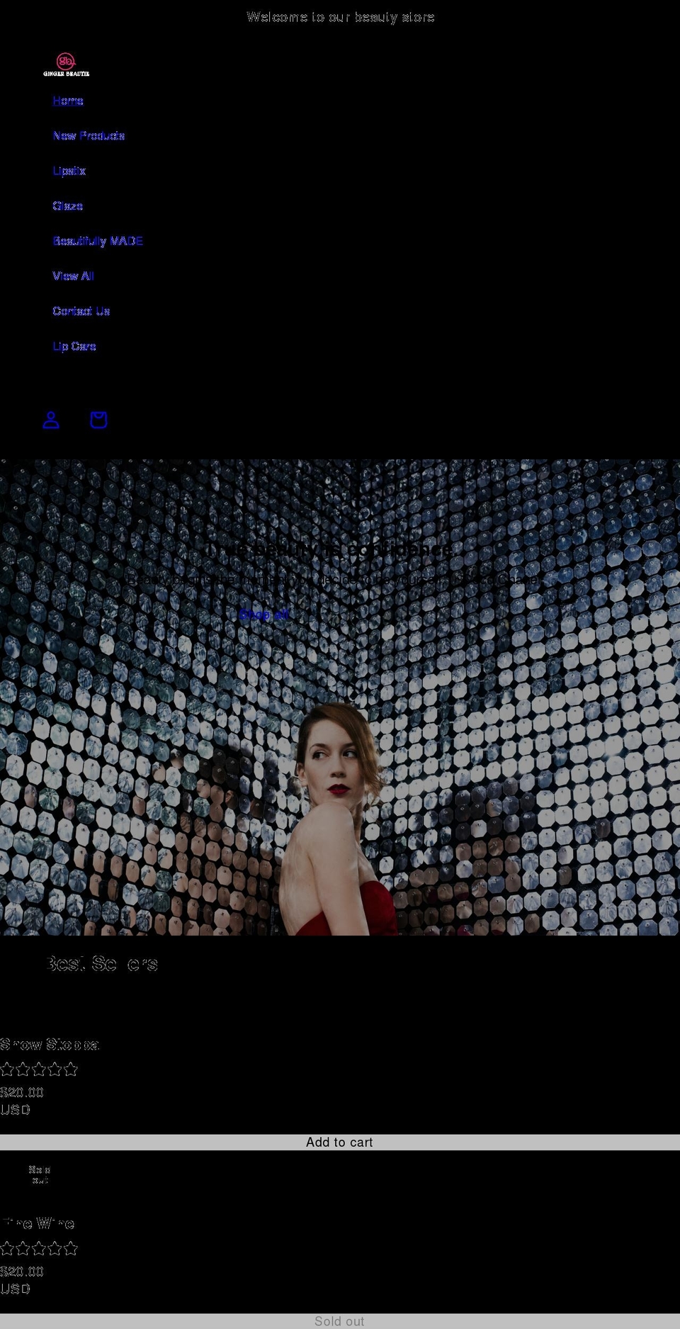 gingerbeautie.com shopify website screenshot