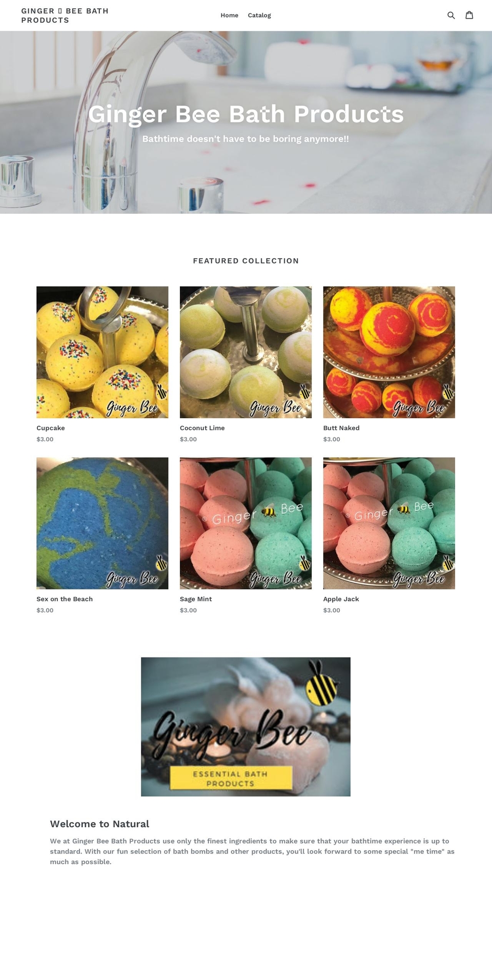 gingerbeebathproducts.com — Shopify storefront screenshot