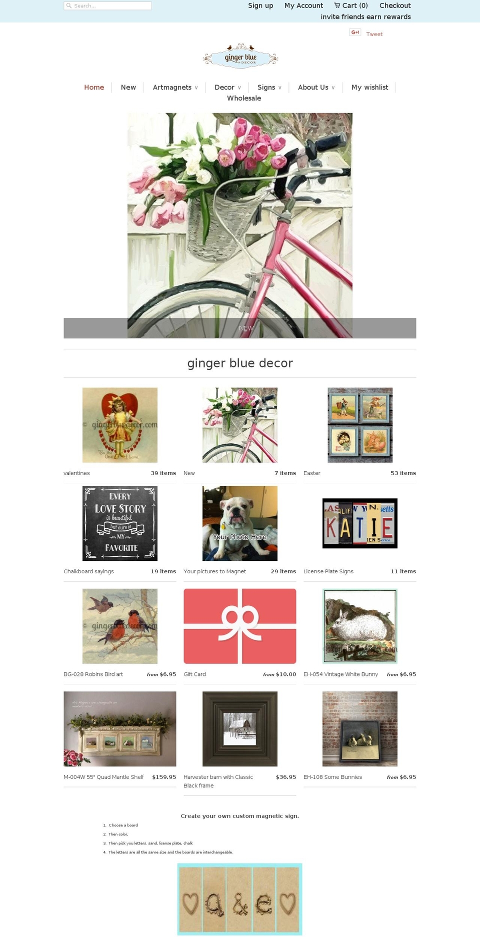 gingerbluedecor.com shopify website screenshot