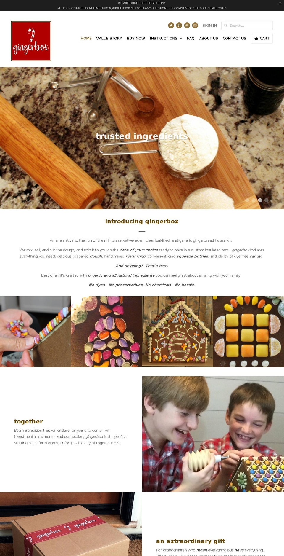 gingerbox.net shopify website screenshot
