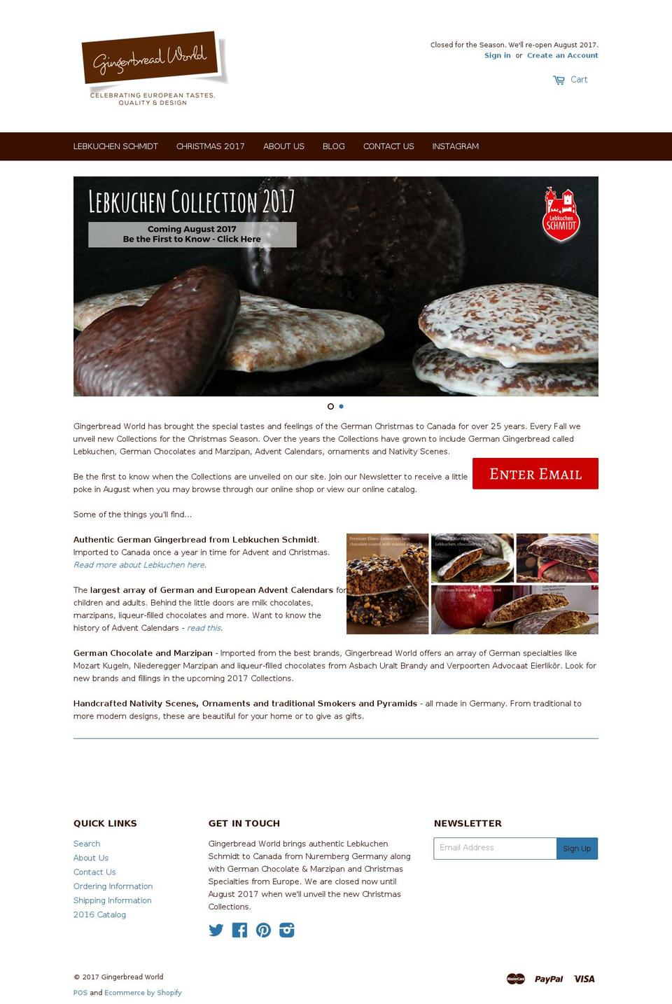 gingerbread-world.com shopify website screenshot