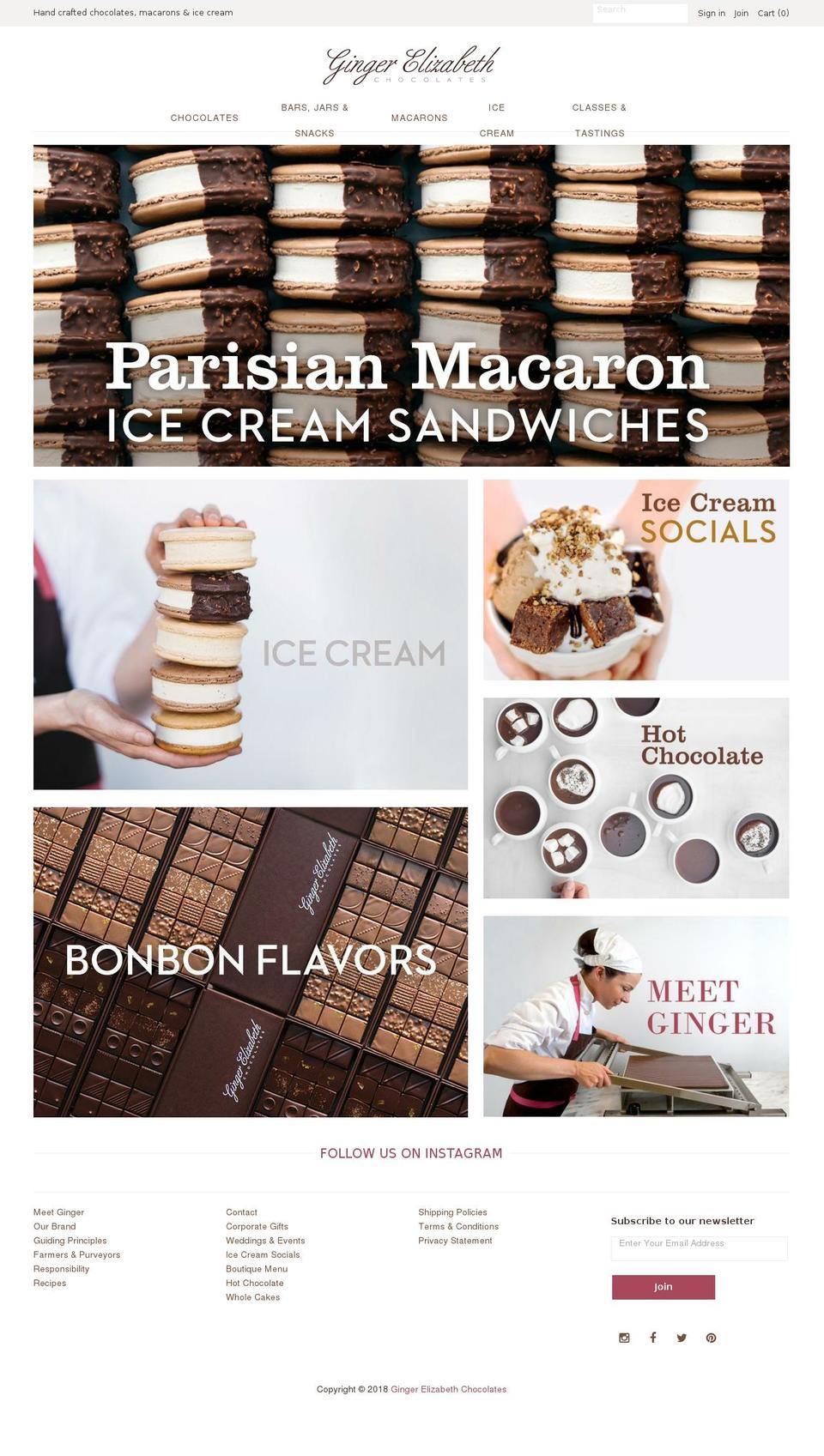 gingerelizabethchocolates.com — Shopify storefront screenshot