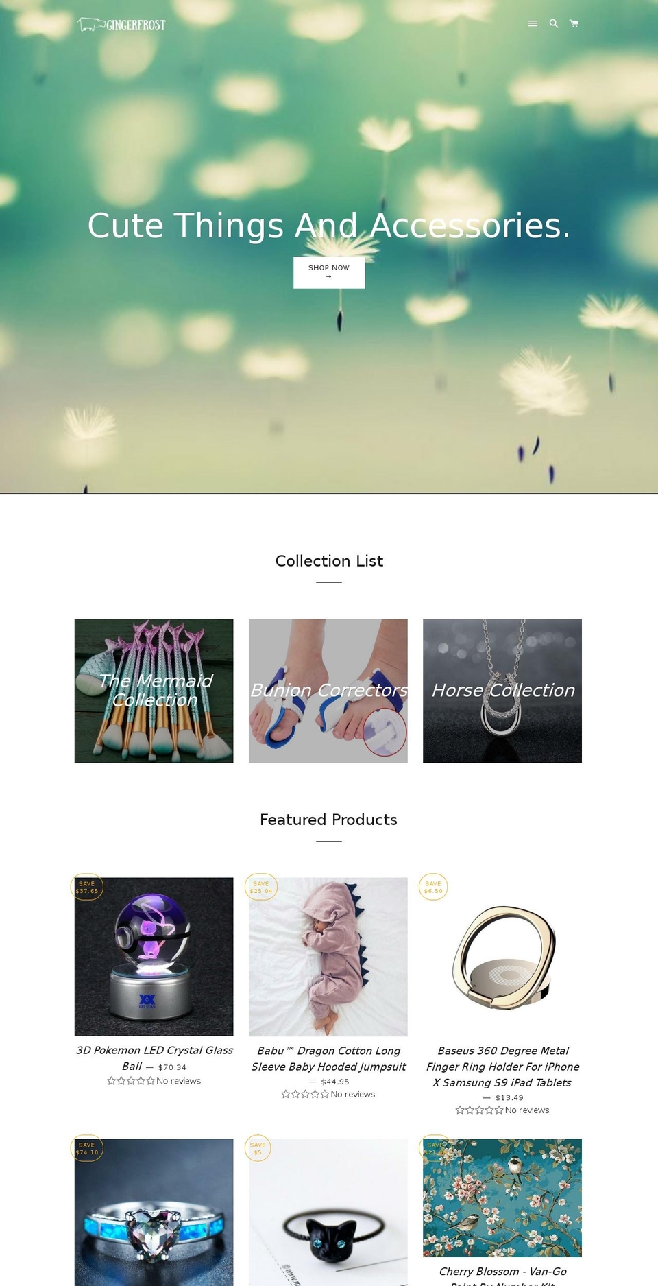 gingerfrost.com shopify website screenshot