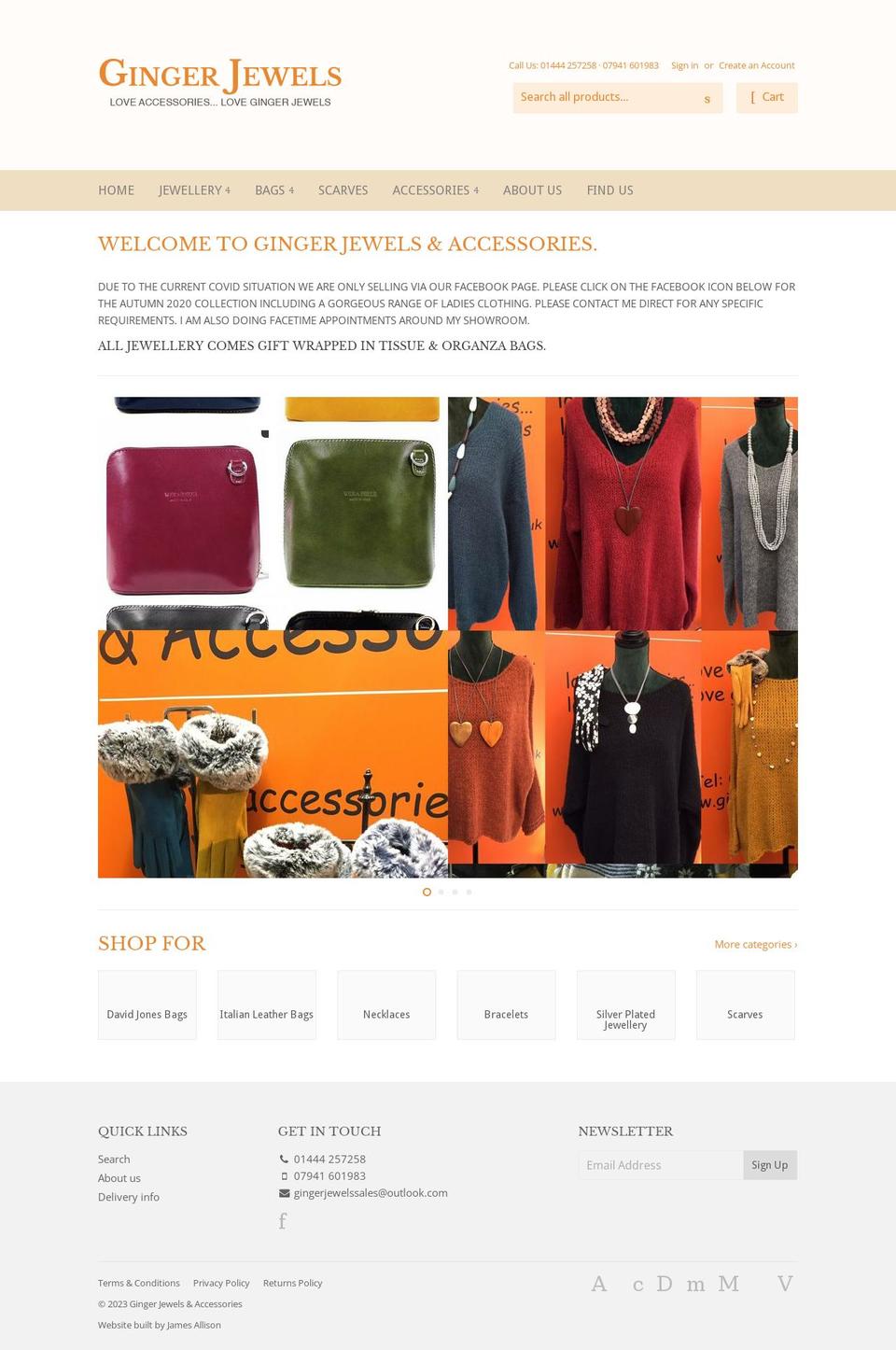 gingerjewels.co.uk shopify website screenshot