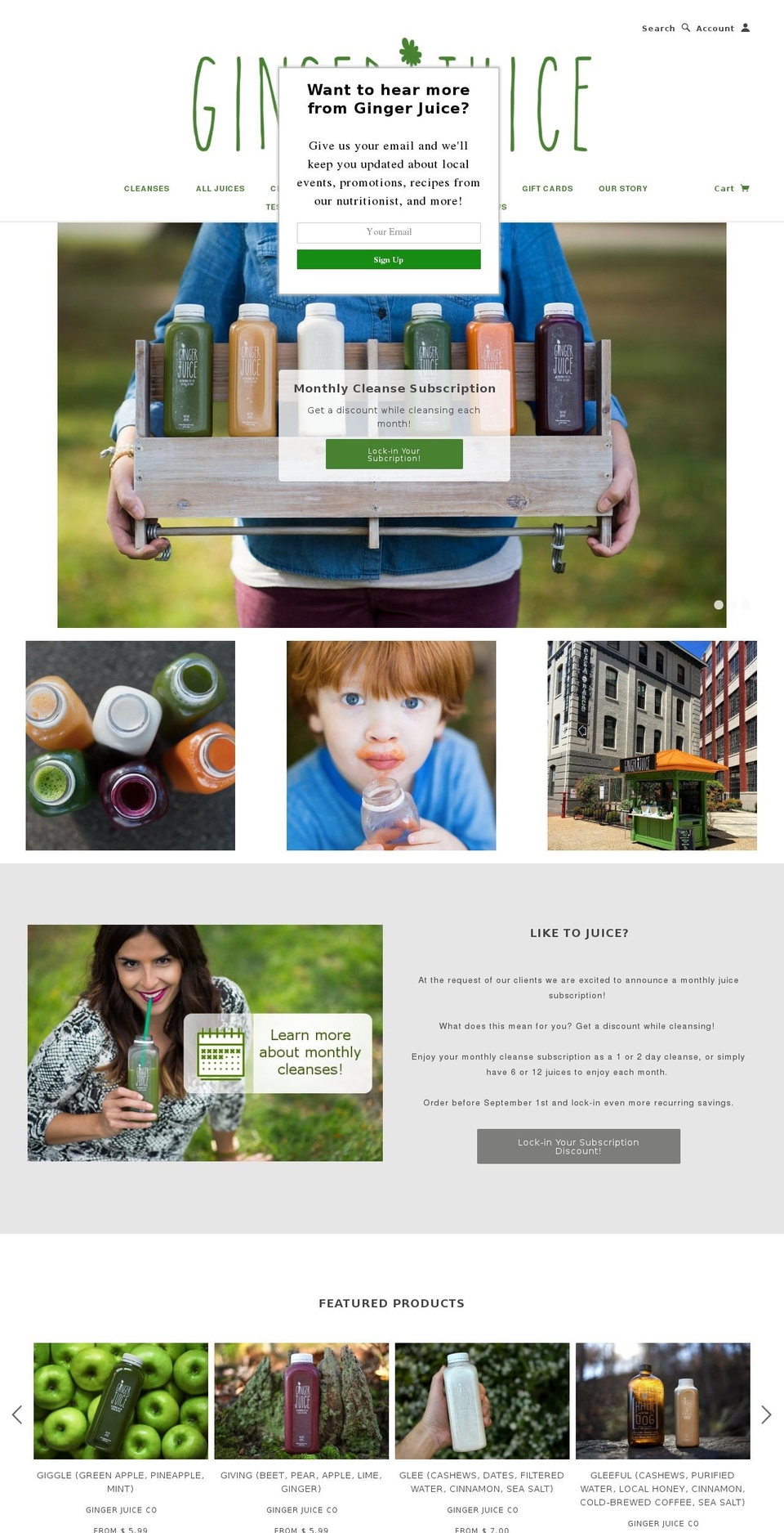 gingerjuiceco.com shopify website screenshot