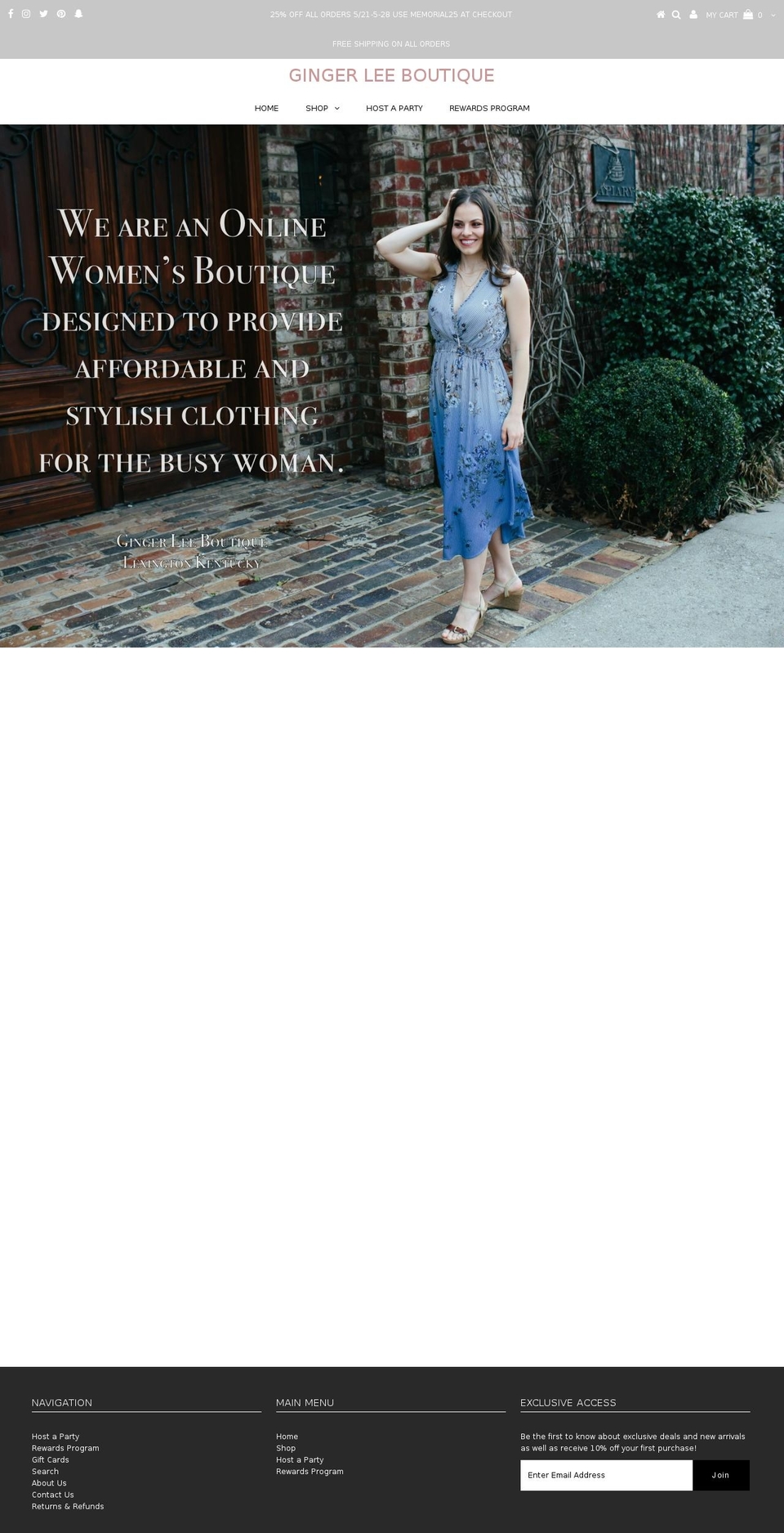 gingerleeboutique.com — Shopify storefront screenshot