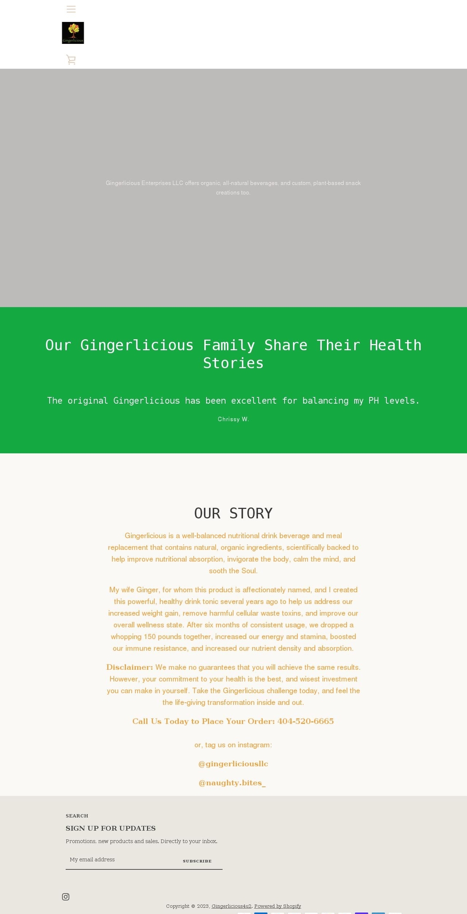 gingerlicious4u2.com shopify website screenshot