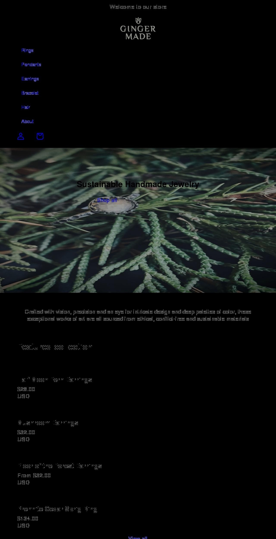 gingermade.com shopify website screenshot