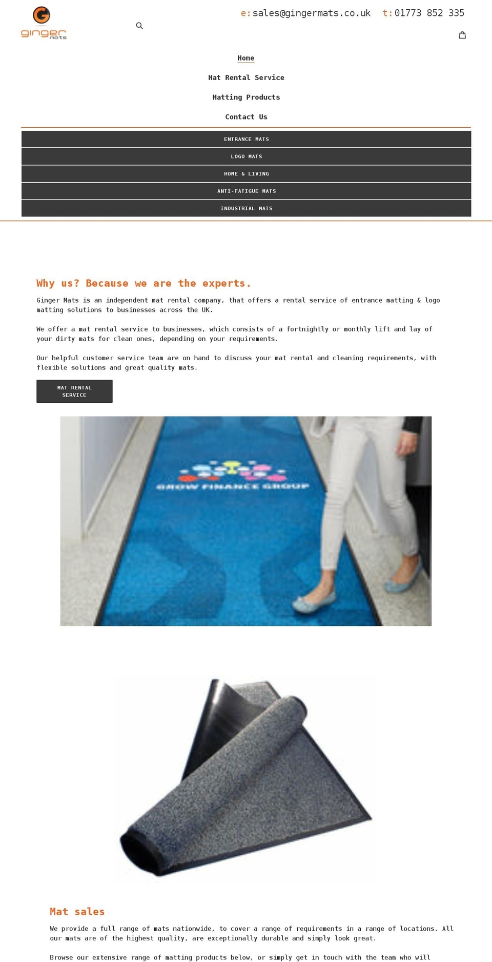 gingermats.co.uk shopify website screenshot