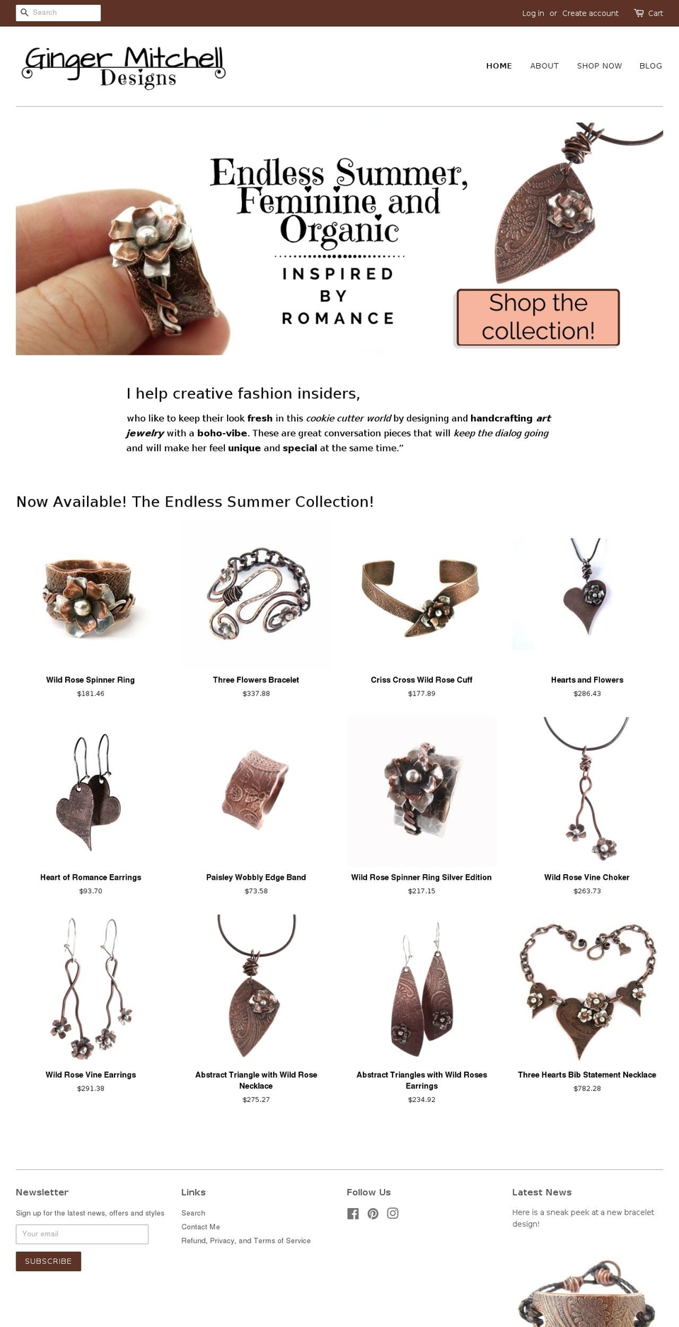 gingermitchelldesigns.com — Shopify storefront screenshot