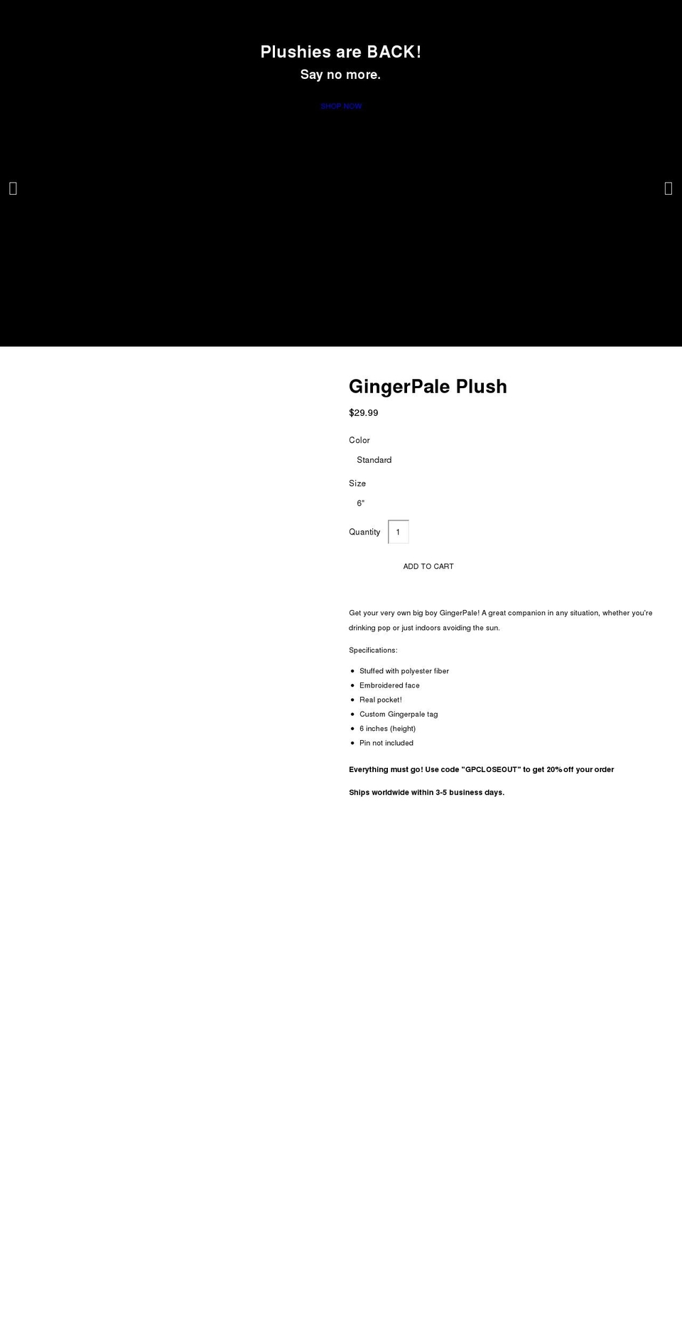 gingerpale.shop shopify website screenshot