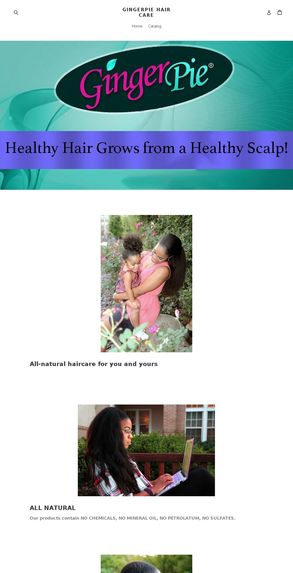 gingerpiehair.com — Shopify storefront screenshot