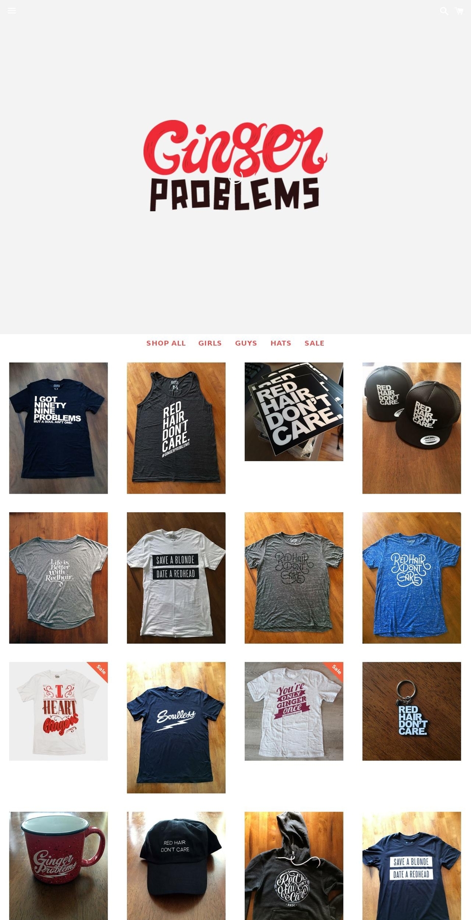 gingerproblems.com shopify website screenshot