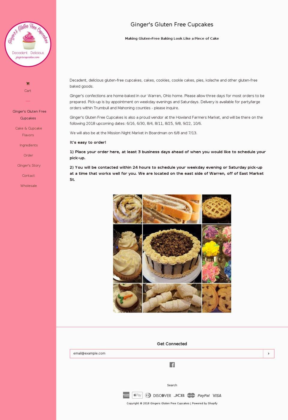 gingerscupcakes.com shopify website screenshot