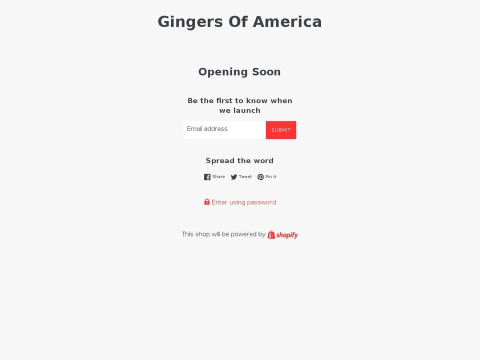 gingersofamerica.com — Shopify storefront screenshot