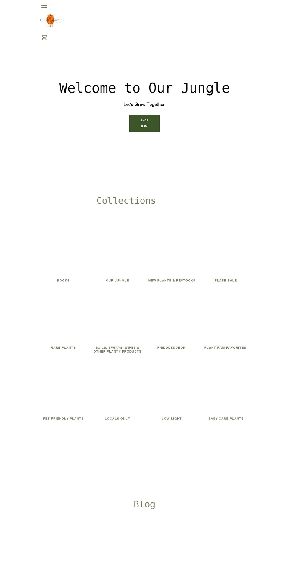 gingersproutplantco.com shopify website screenshot