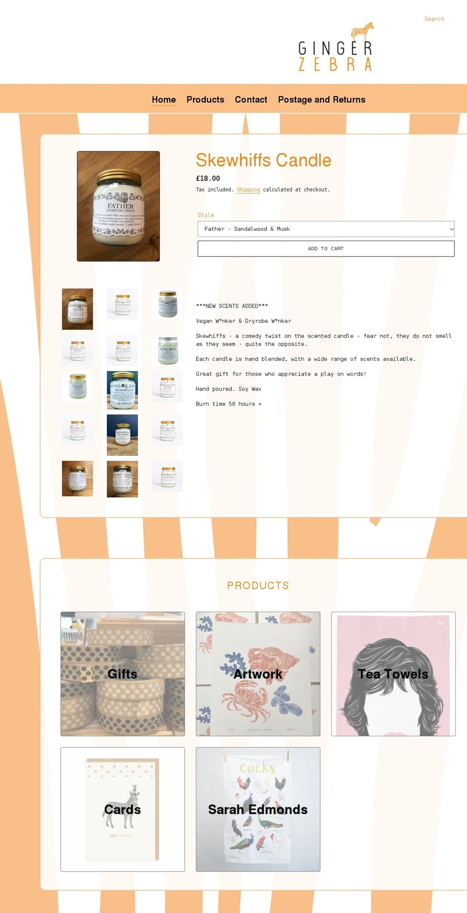 gingerzebra.shop shopify website screenshot