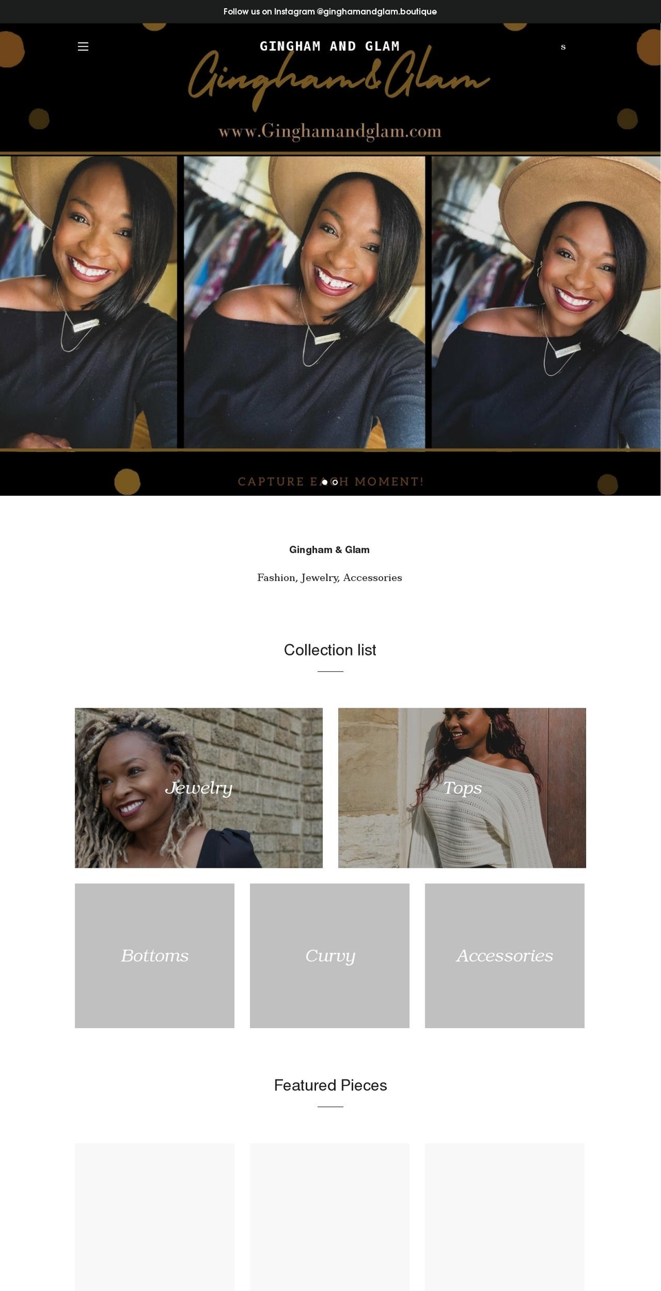 ginghamandglam.com shopify website screenshot