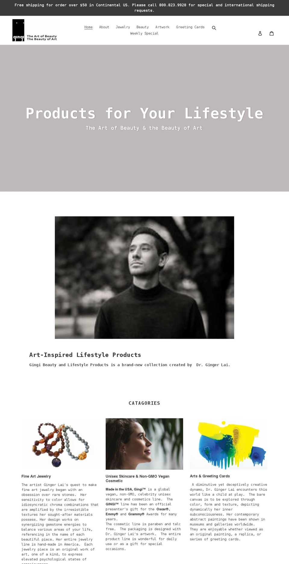 gingi.com shopify website screenshot