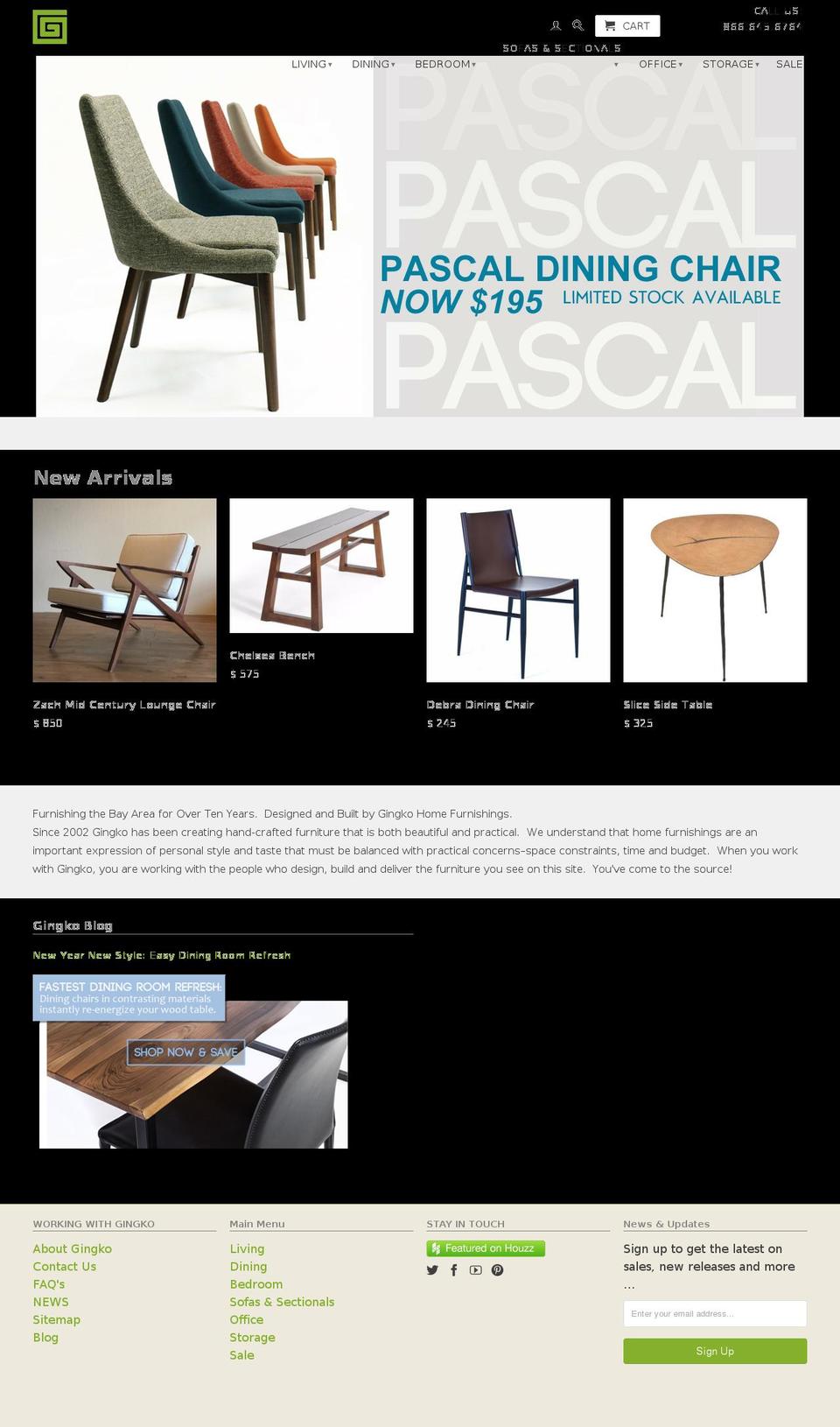 gingkofurniture.com shopify website screenshot