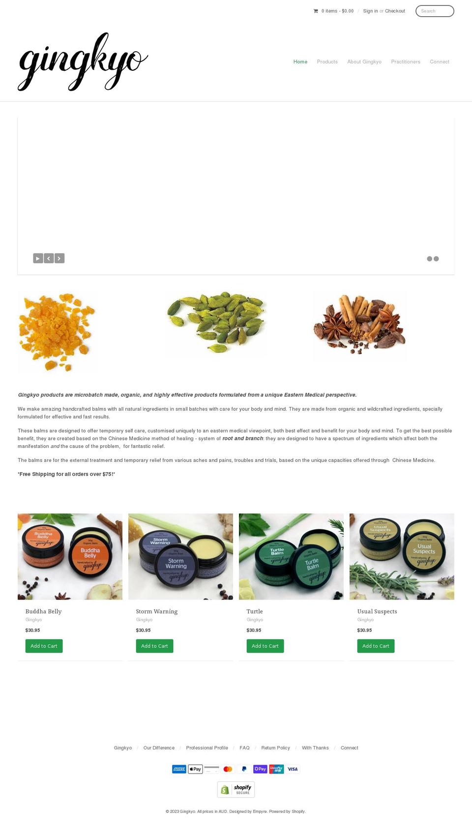gingkyo.com.au shopify website screenshot