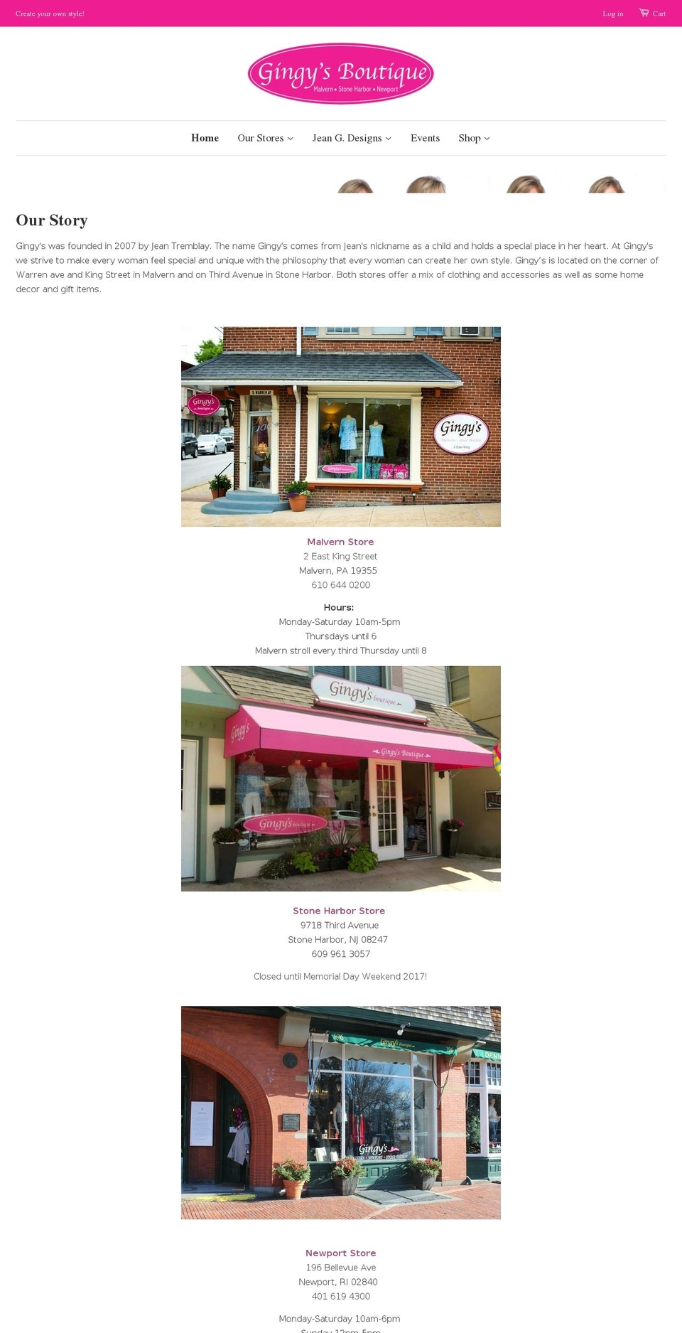 gingys.com shopify website screenshot