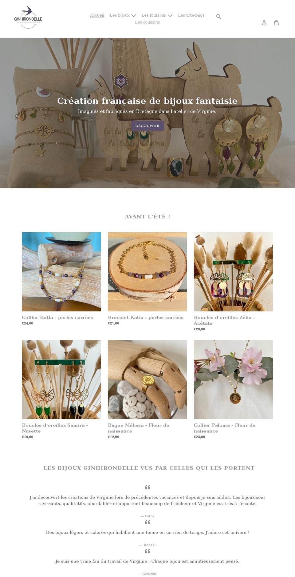 ginhirondelle.com shopify website screenshot