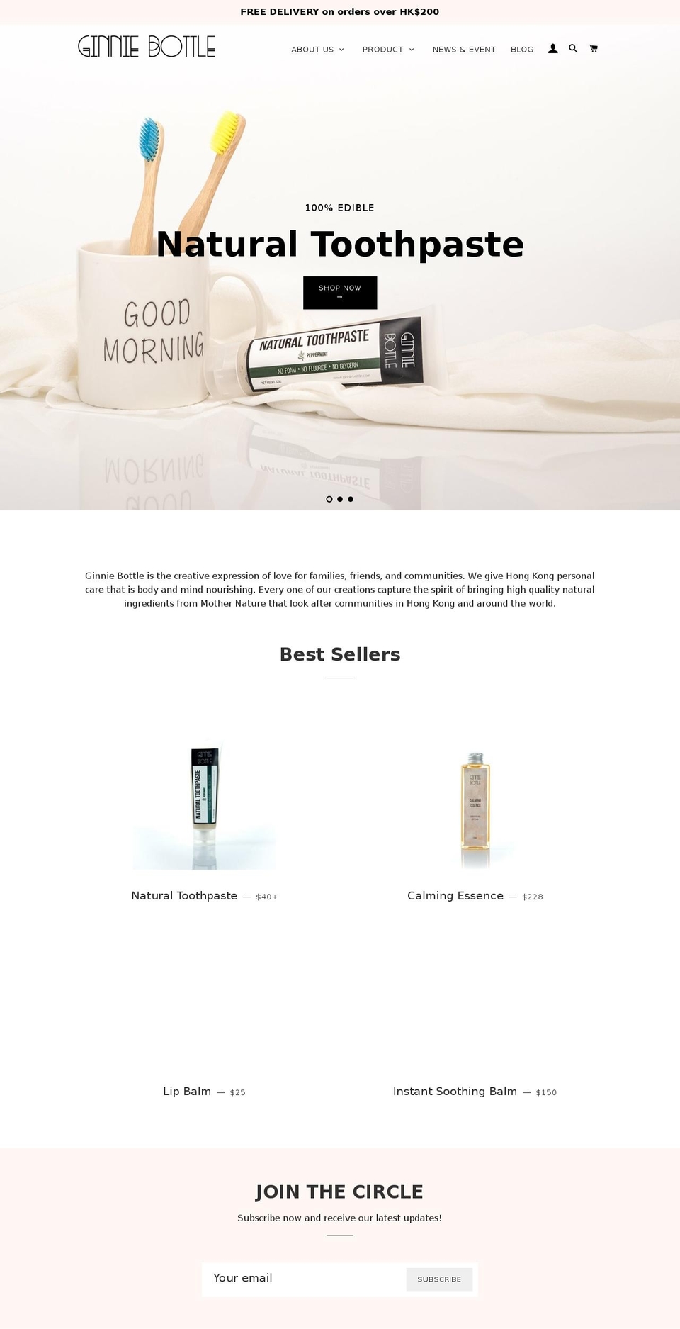 ginniebottle.com shopify website screenshot