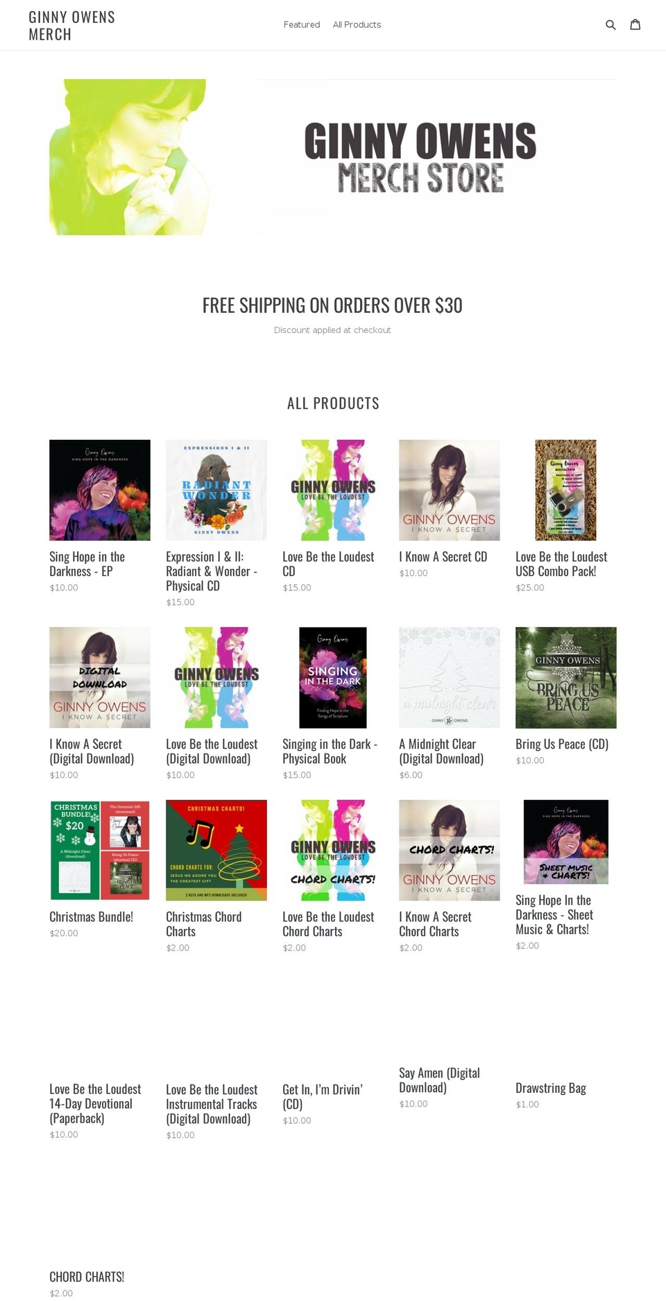 ginny-owens-merch.myshopify.com shopify website screenshot