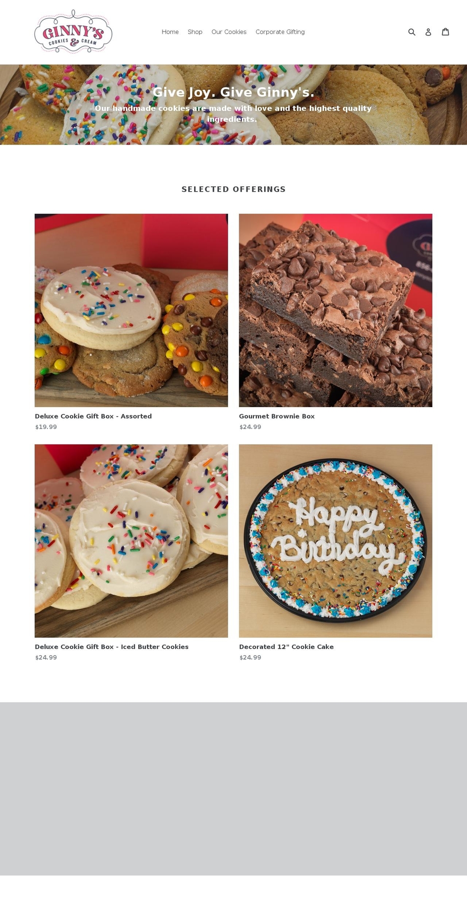 ginnyscookies.com shopify website screenshot