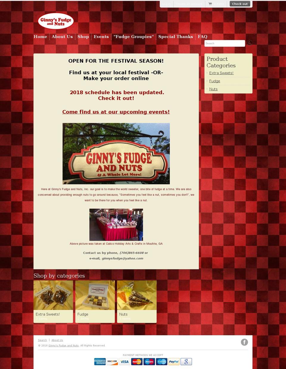ginnysfudgeandnuts.com shopify website screenshot