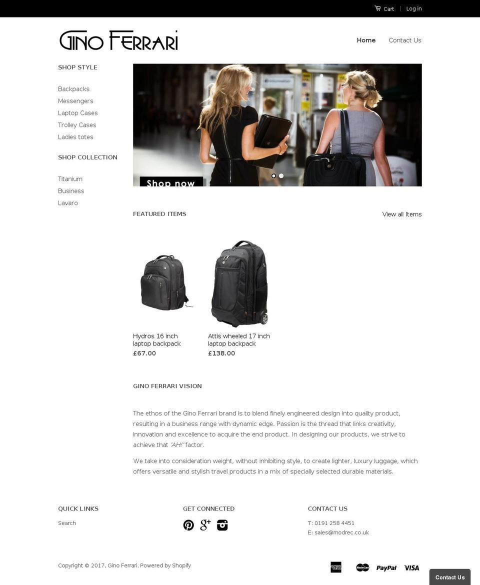 ginoferrari.com shopify website screenshot