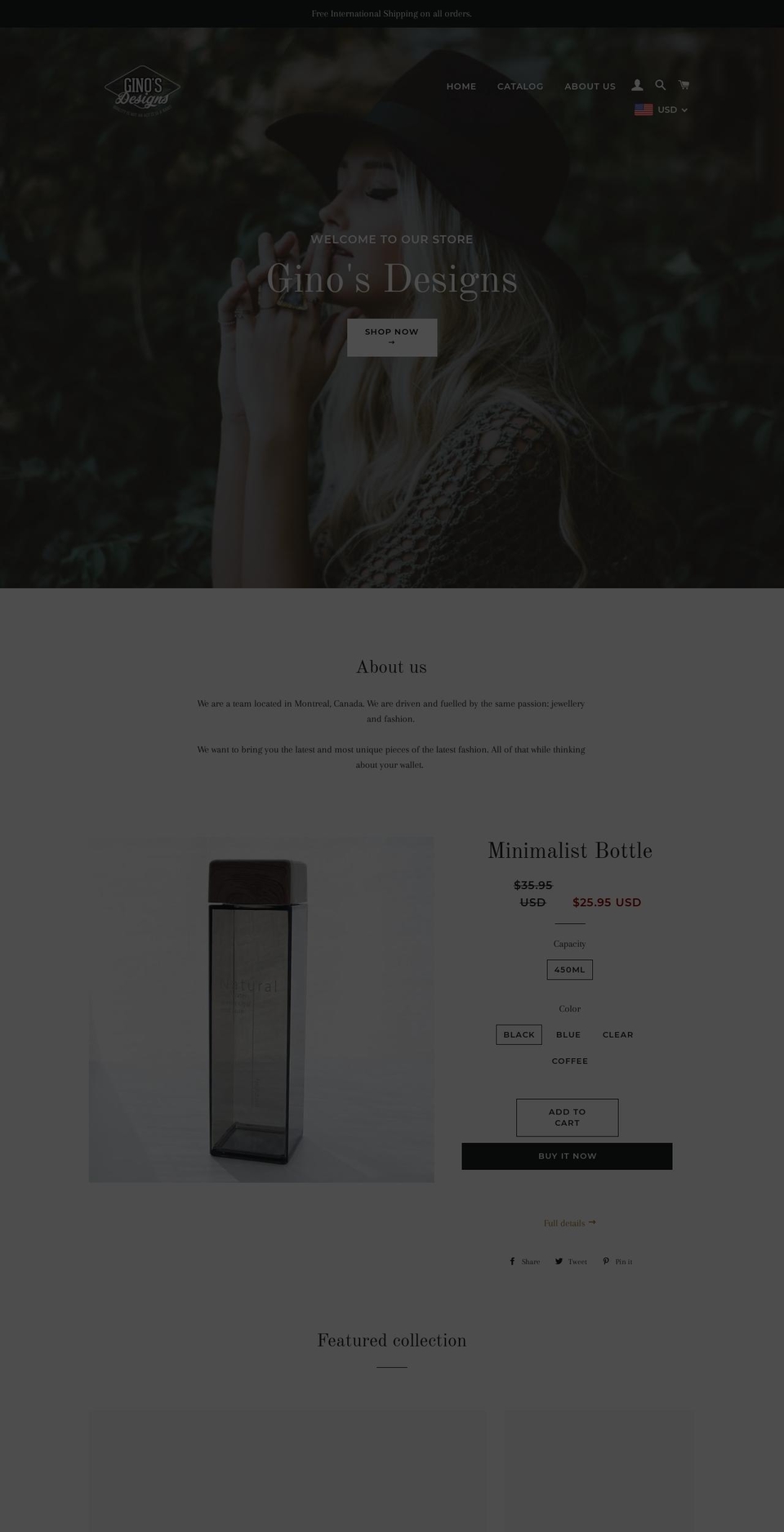 ginosdesigns.com — Shopify storefront screenshot