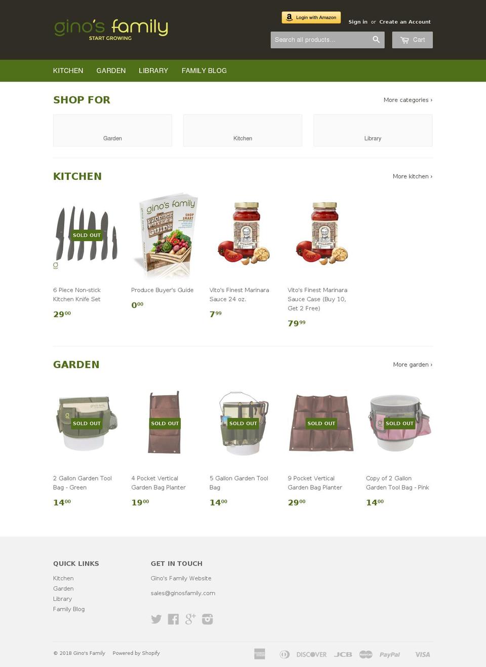 ginosfamily.com — Shopify storefront screenshot